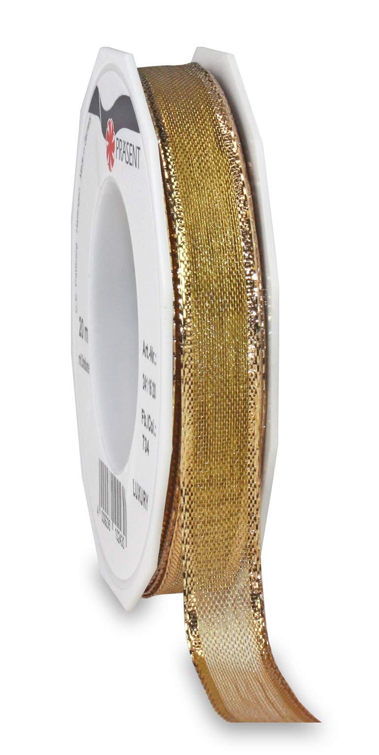 Präsent - Luxury Wired Organza Ribbon Light Gold 15 mm Width, 20 m Length — image 1