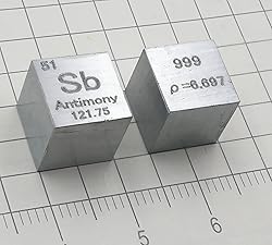 Antimony Cube - 10mm Pure Metal Element Cubes
