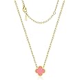 AIPPK 18K Gold Plated Clover Necklace for Women Four Leaf Clover Necklace Flower Lucky Pendant Dainty Jewelry Gifts