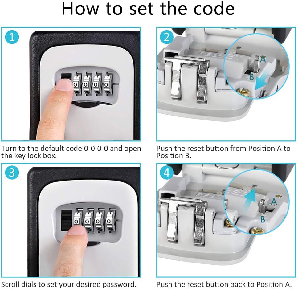 Key Lock Box, UPXON Large Capacity Key Storage Box with Resettable Code, 4 Digit Combination Lockbox for Spare Keys, Waterproof Wall Mount Key Box for Home, Hotels, Airbnb and Schools 1 Pack: Home Improvement