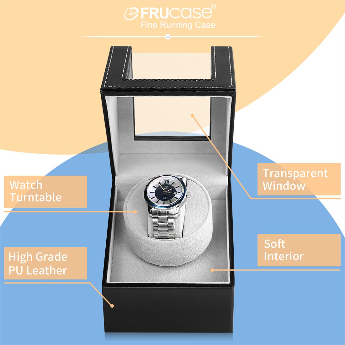 FRUCASE Watch Winder for Automatic Watches Watch Box Automatic Winder Japanese Motor with Battery Option