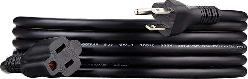 Amazon Basics 10-Foot Extension Cord - 13 Amps, 125V - Black