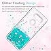 LG V30 Case,LG V30 Plus Case with HD Screen Protector for Girls Women,LeYi Cute Shiny Glitter Bling Moving Quicksand Liquid Clear TPU Protective Phone Case Cover for LG V30 / LG V30 + ZX Turquoise