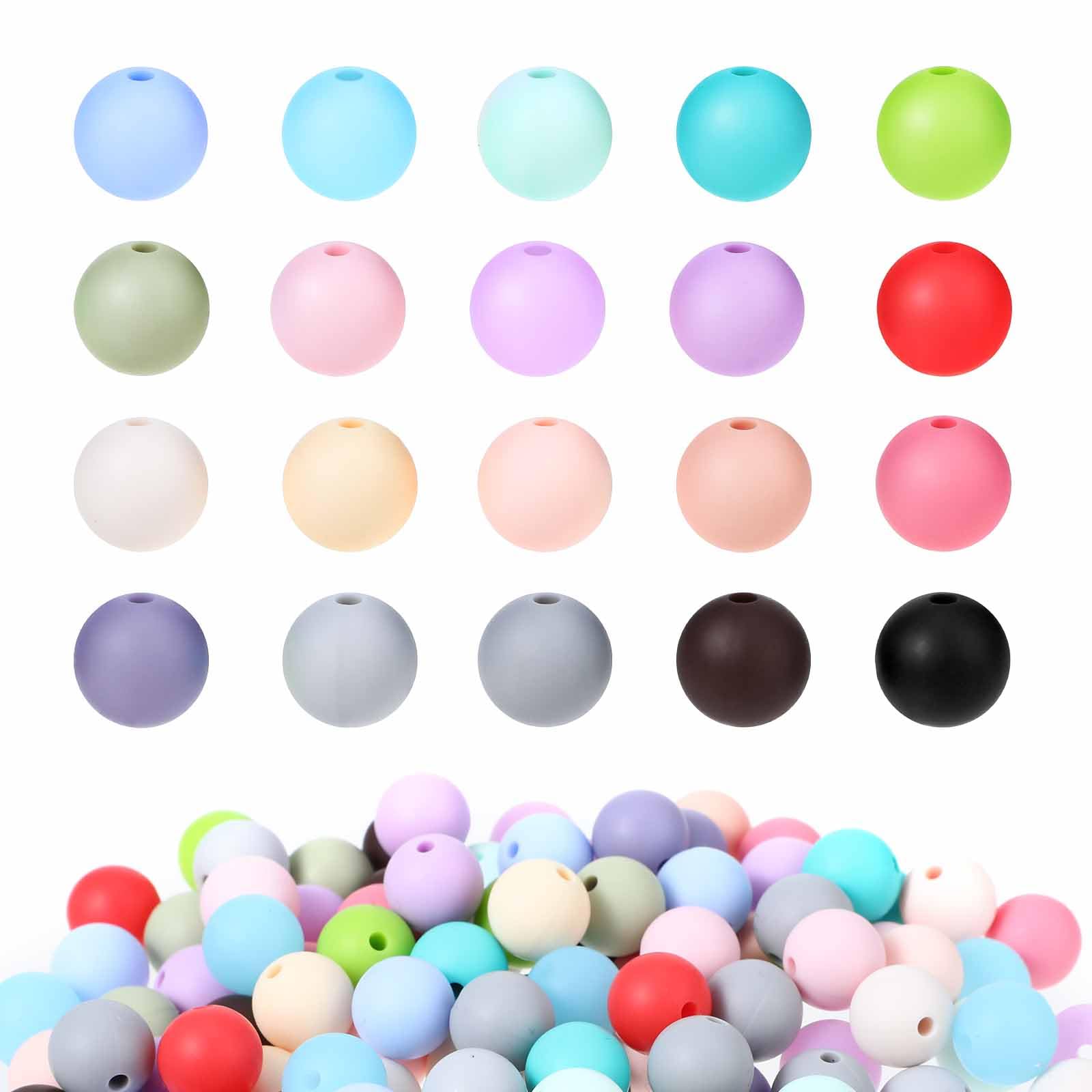 Nogegi 120pcs 12mm Silicone Beads for Pens, Colorful Braclet Friendship Bracelet Making Beads for Keychain Making Kits for Bracelet DlY Necklace Crafts Bead