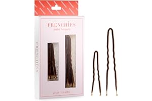 Frenchies French Twist Hair Pin, Ultra Flocked Extra Soft French Hair Pins for Women, Wedding, Updo Extensions, or Wig, 20 Count, Brown