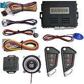 BANVIE Car Keyless Entry Security Alarm System with Remote Engine Start and Push to Start Stop Iginition Button Kit