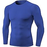 Men's Sports Base Layers, Athletic Long Sleeve Compression Thermal Undershirts Basic Crewneck Tops Slim Workout Shirts