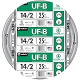 Southwire 13054221 14/2 WG UF Wire 25-Foot , Grey