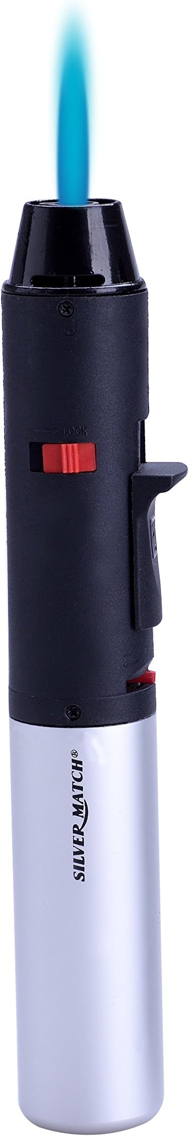 Silver Match Bunsen burner stick lighter with jet flame.