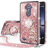 ZTE ZMax Pro Case, ZTE Carry Z981 Case, Silverback Girls Women Moving Liquid Holographic Glitter Case with Ring Stand for ZTE Imperial Max Z963U/ZTE Blade Max 3 Z986/Max XL N9560/Blade X Max -RD