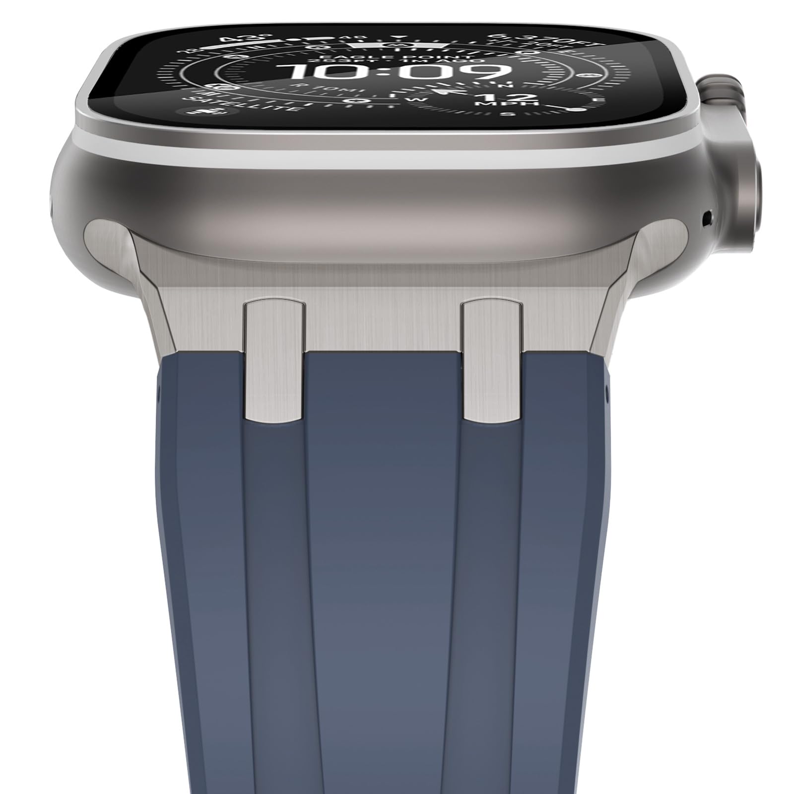 NewWays Silicone Strap Compatible with Apple Watch 49mm 46mm 45mm 44mm 42mm(Series 3 2 1), Sport Straps Replacement Band for iWatch Ultra 3 2 1 Series 11 10 9 8 7 6 SE 5 4 3 2 1,Blue/Titanium