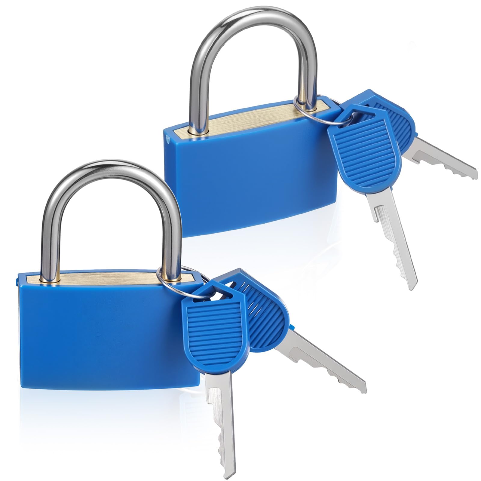 Photo 1 of Mabor 2Pcs Blue Lock with Key, Large Heavy Duty Metal Padlock with Key Personalized Padlock for Gym Locker Cabinet Jewelry Box Storage Suitcase Luggage Decor