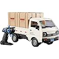 GoolRC Remote Control Car Kei Truck, 1:16 Scale RC Transport Pickup Truck with Spray and Light, 2.4GHz All Terrain RC Cars for Kids and Adults Christmas or Birthday Gift (White)