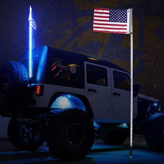 Xprite 5ft (1.5M) LED Flag Pole Safety Antenna Waterproof