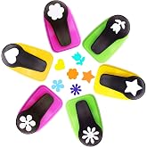 Flower Punches for Paper Crafts, 1 in Paper Punch Flower, 6 Pack Hole Punch | Star, Heart, Flower, Daisy, Petal, Tulip Shaped Punch for Scrapbook, Card Making, Classroom DIY Project, Gift Tag, Clean Cut