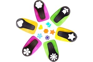 HKKYO Heart Punch, Flower Hole Punch, Flower Punch, Flower Paper Punch, 1 inch Hole Puncher for Crafts, 6PCS Flower Shape Hole Punches, Heart Paper Punch, Star Hole Punch for Scrapbooking