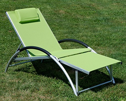 ALEOS. Gartenliege Sonnenliege Fitnessliege stabile Aluminium Konstruktion mit atmungsaktiven Kunststoffgewebe und Kopfpolster FIT-GRÜN – Bild 8