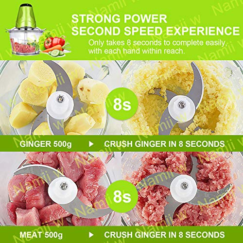 Food Chopper Electric,Meat Grinder Machine Kitchen Aid,Mini Food Processor 2L Bowl Grinder for Meat, Vegetables, Fruits and Nuts Chopper 220V-50 Hz Baby Food Sausage Casing BPA FREE Travel Adaptor