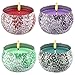 Set of 4 Scented Candles with Jasmine,Lavender,Rose,Gardenia,YOSICIL 4 Oz Big Candle 100% Natural Soy Wax for Aromatherapy,Travel Tin Candles