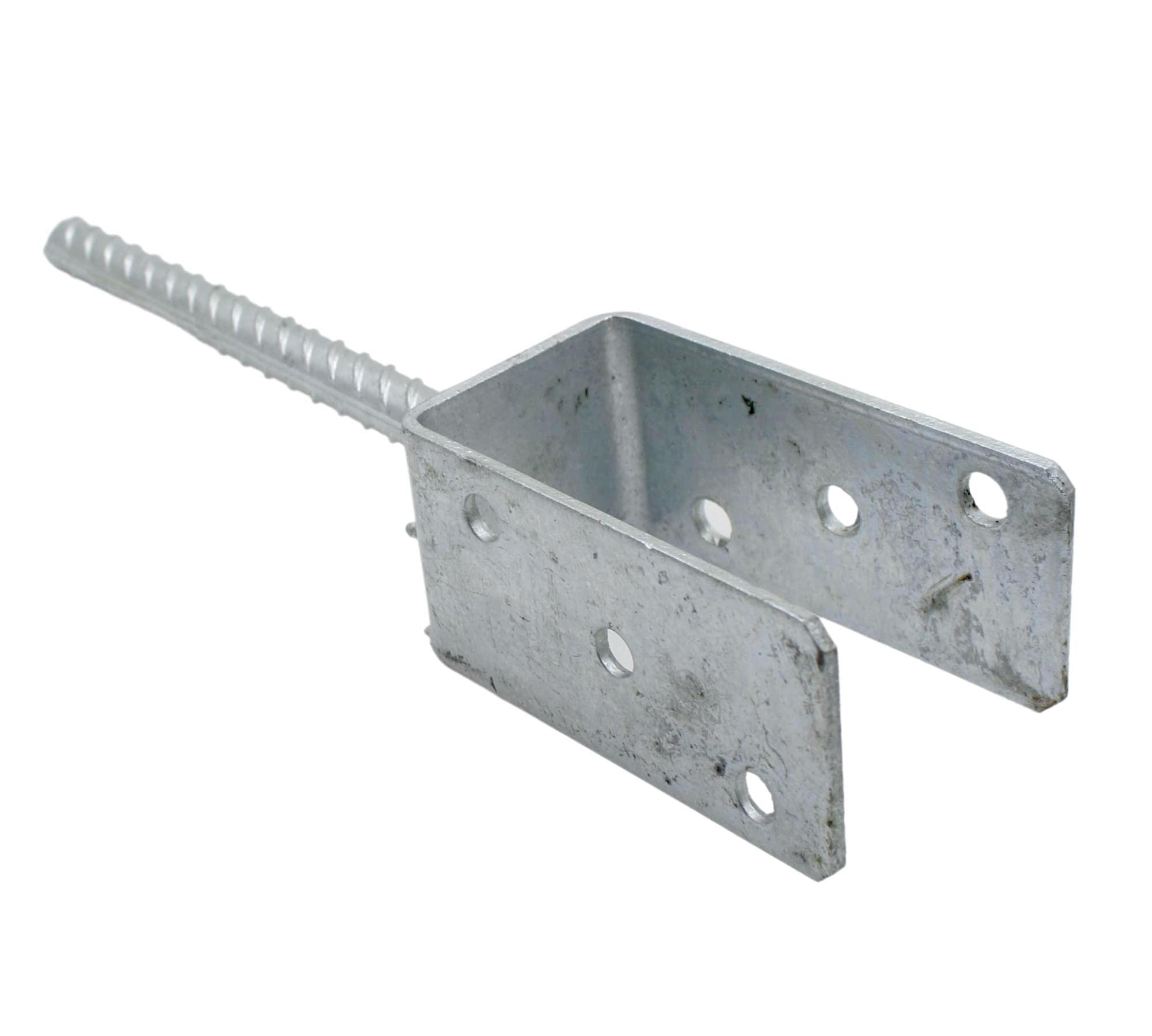 DOJA Barcelona | Post Anchor | 4 U-Bracket for Poles | 91x325x120x18mm | Galvanized Steel | Foot of Posts for Fences, Beach Umbrella, Wooden Slats, Metal Mesh, Wooden Pergolas