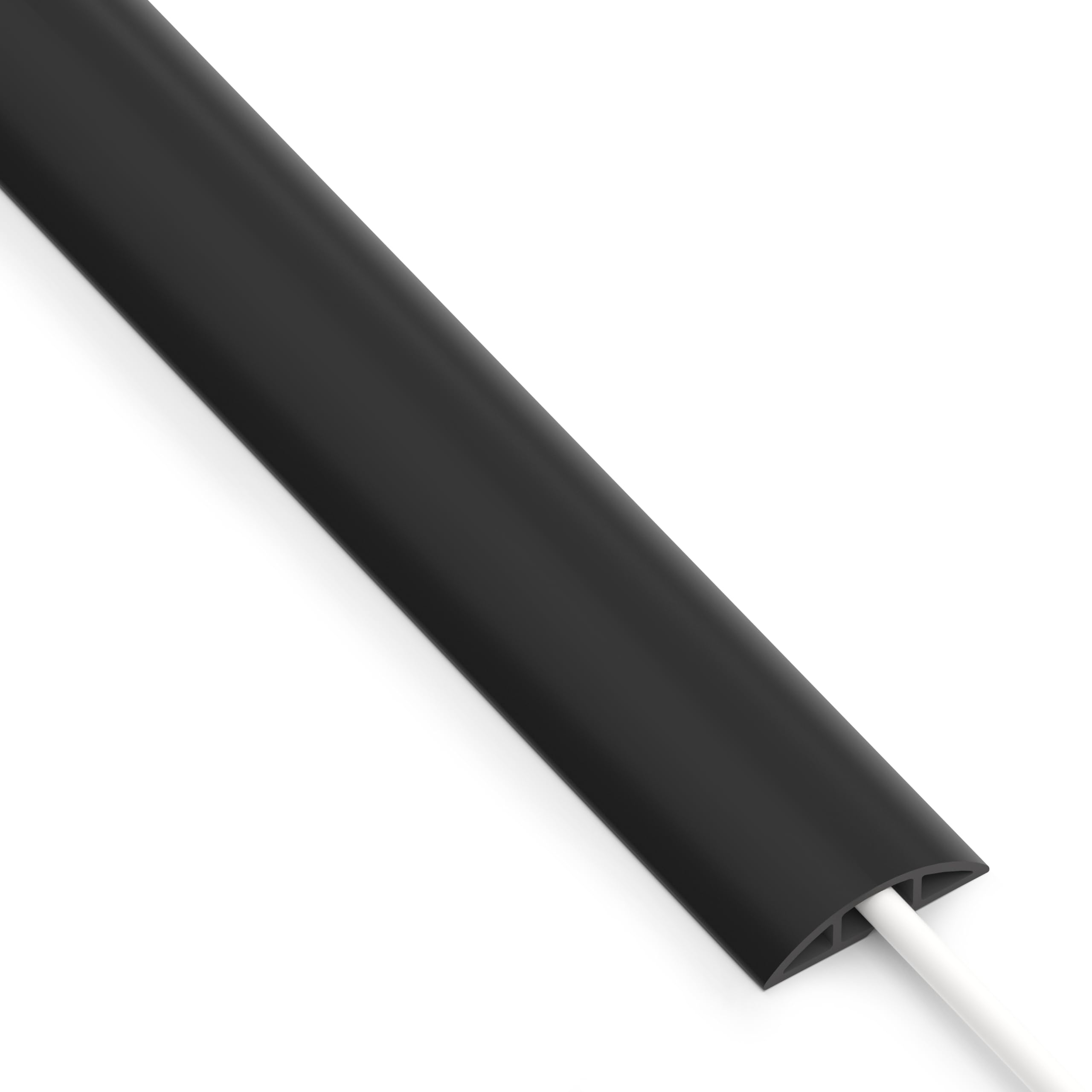 Photo 1 of ZhiYo 3.6ft Cord Covers for Wires on Floor, Cord Hider Floor Hide Extension Cords, Soft PVC Cable Cover Cable Protector, Wire Cavity W0.62in H0.31in, Black
