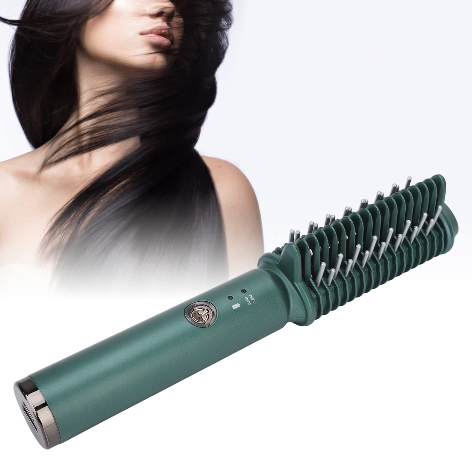 Cordless Hair Straightening Curling Brush Evenly Quickly Heating USB Rechargeable Women Home Salon Hair Styling Tool for Silky Hair