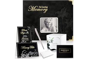 Memory Book for Funeral, Condolence Book & Funeral Memory with Photo Cover, Personalized 8x10 Guestbook Set for Memorial Serv