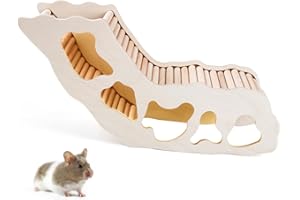 MPMLMF Hamster House w/Climbing Ladder for Hamsters Gerbils Mice or Similar-Sized Pets (Secret Peep Tunnel Hamster Hut)