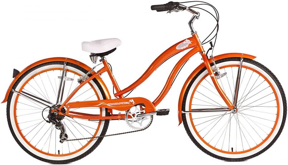 MICARGI Rover 7-Speed Beach Cruiser Bike, Orange, 26-Inch
