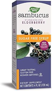 Nature's Way Sambucus Sugar-Free Elderberry Syrup, Herbal Supplements, Gluten Free, Vegetarian, 4 Ounce (Packaging May Vary)