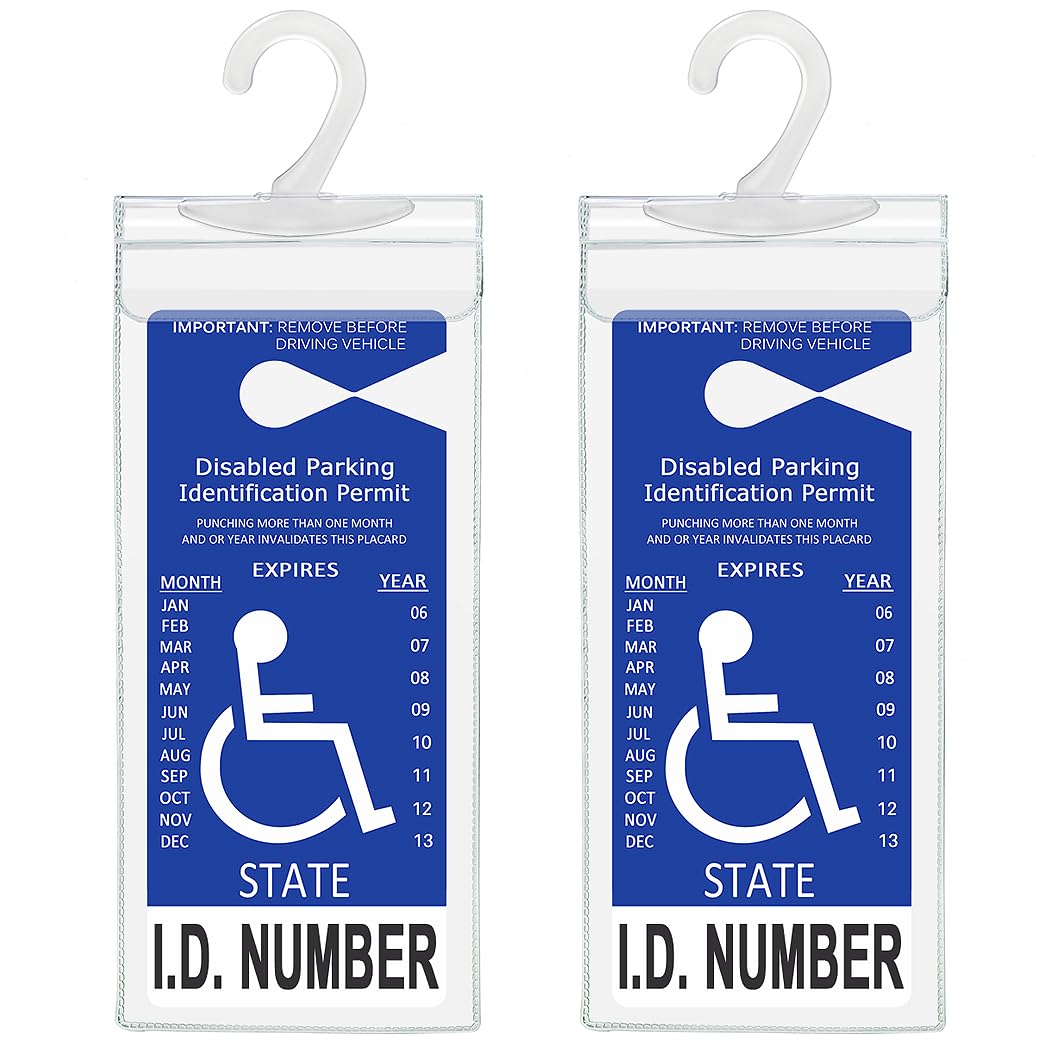 TB Tbuymax Handicap Parking Placard Holder, Ultra Transparent Disabled Permit Protective Cover with Large Hanger by Tbuymax 2 Pack (Placard is NOT Include)
