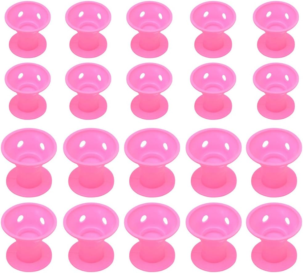 Hair Curlers Rollers Silicone Mushroom No Clip Hair Style Roller Beauty Hair Styling DIY Tools (20PCS, Pink)