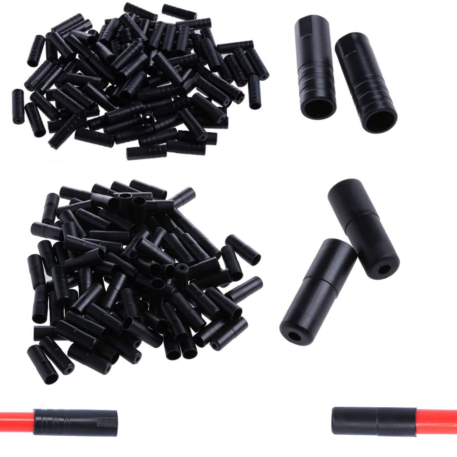 XPOOP 200 Pcs Bike Brake Cable Ends Caps, Brake Cable Wire Tips Caps, Bike Cable End Crimps, Plastic Bike Shift Cable End Caps, Brake Cable Ferrules, Cable Ferrules Bike, Cable End Crimps Bike