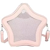 Vobomo Star Shape Ita Bag Pins Display Crossbody Bag PU Leather Backpack Y2k Aesthetic Cute Handbag (Pink)