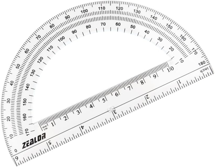 Zealor 24 Pack Plastic Protractors Clear Math Protractor 180 Degrees (6 Inch) : Office Products