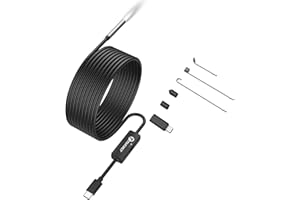 T TAKMLY 5.5mm Endoscope for iPhone, Compatible with iPad, 2.0 Megapixels HD USB C Borescope Inspection Snake Camera IP67 Waterproof with 16.4Ft Semi-Rigid Cord, 8 LED Lights