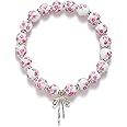Beads Bow Charm Bracelet for Women Flower Vintage Bracelet Handmade Stretch Beaded Dainty Romantic Jewelry Gifts