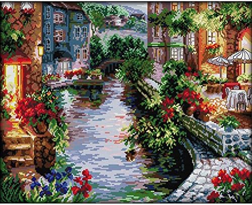 ZMZ DIY Cross Stitch Kit The lakeside houses 11CT Stamped - 61x51CM