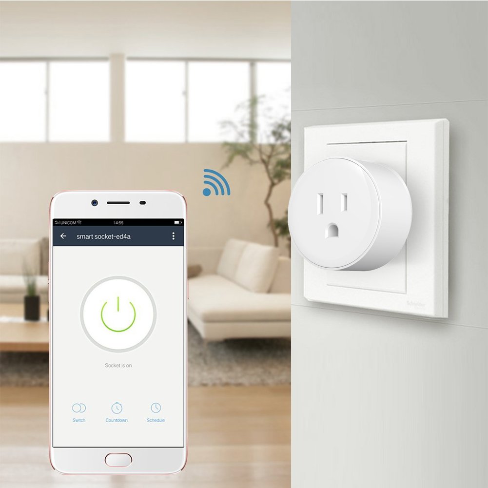 WiFi Smart Plug Mini Smart Outlet Socket Wireless Switch Works with Amazon Alexa Google Home, Remote Control Your Device from Anywhere, No Hub Required, Timing Function