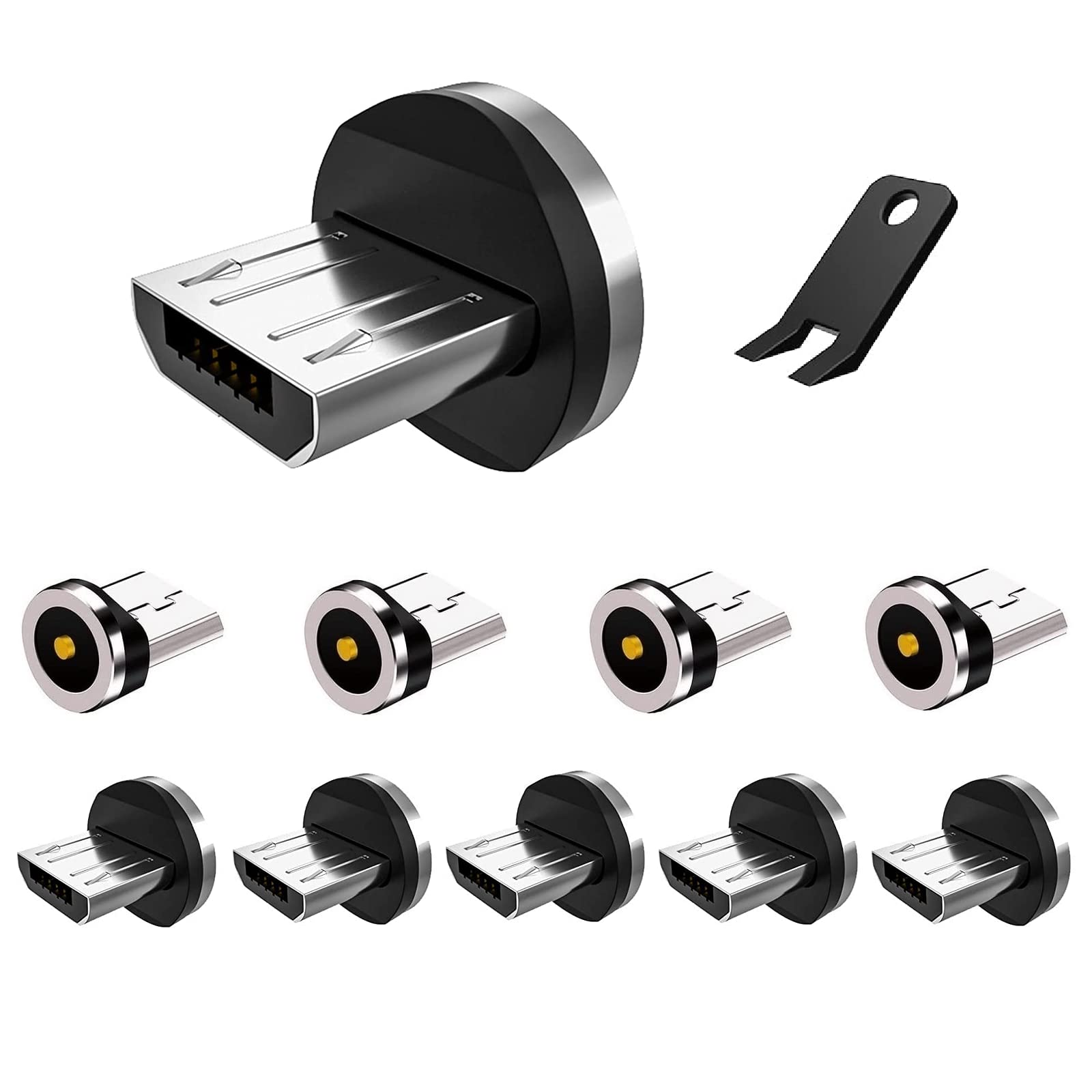 Boffdock 10Pcs 1-Pin Magnetic Connector Tips Head for Micro USB Android Devices with 1 Contact Points — image 1