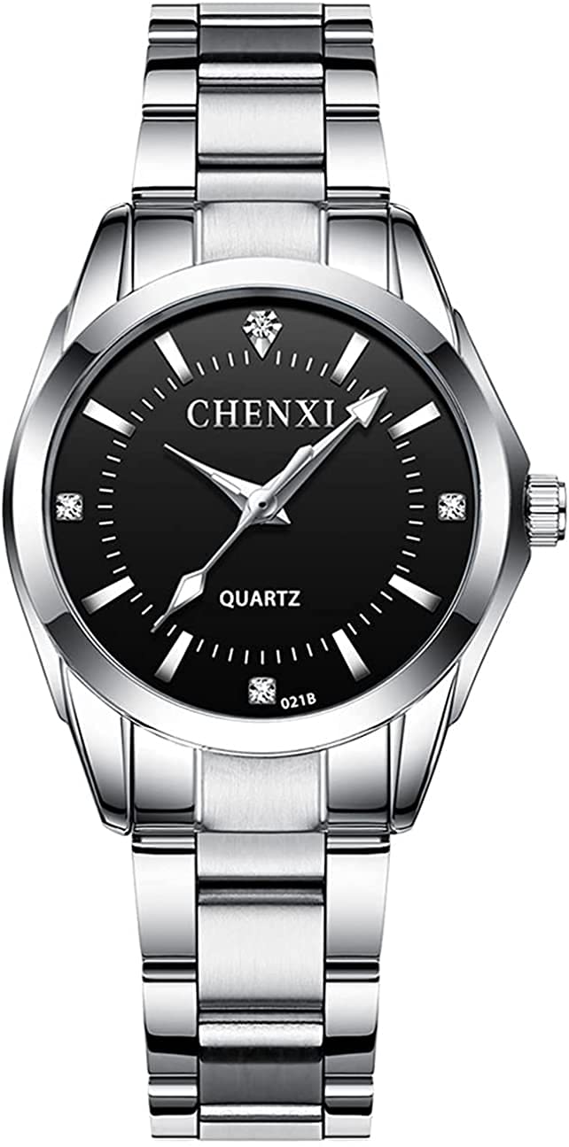 Photo 1 of Watches for Women Analog Quartz Silver Stainless Steel Watches Luminous Waterproof Ladies Dress Watch (021 Black)