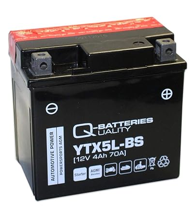 Q-Batteries Motorrad-Batterie YTX5L-BS 50412 AGM 12V 4Ah 70A