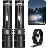 Hoxida Pocket EDC Tactical Flashlight Rechargeable Super Bright Black | 1500lm 4.9inch &amp; Emergency One Click SOS, Small LED Flashlight USB-C Fast Charging, Waterproof Portable for Camping, Hiking