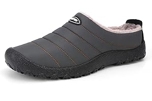 UBFEN Mens Womens Winter Warm Slippers with Fuzzy Plush Lining Slip on House Shoes Indoor Outdoor Anti-Skid Rubber Sole