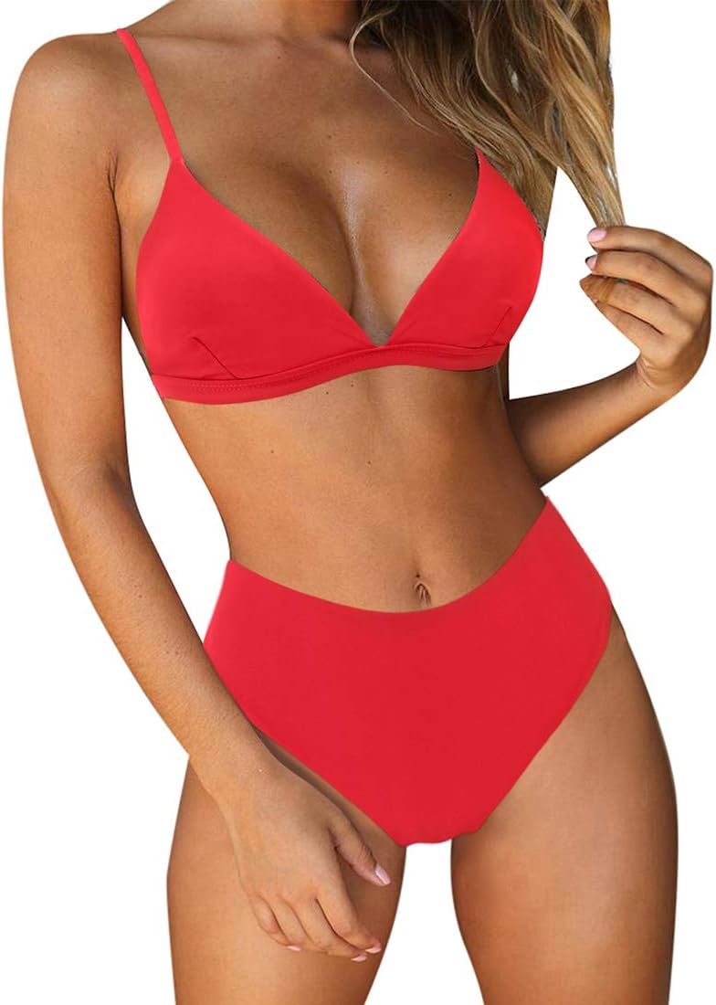 Women Stripe Printing Padded Push up 2 Piece Bikini Sets Swimsuits