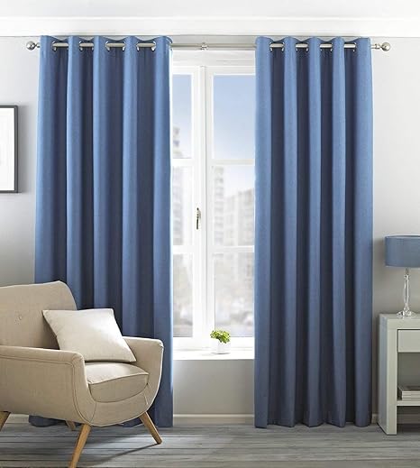 Riva Paoletti Eclipse Blackout Eyelet Curtains Blue 66 X 54 168