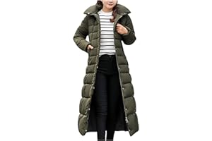 GENERIC Winter Coat for Women Plus Size Long Quilted Outerwear Plush Hooded Puffer Jacket Thicken Warm Padded Overcoat