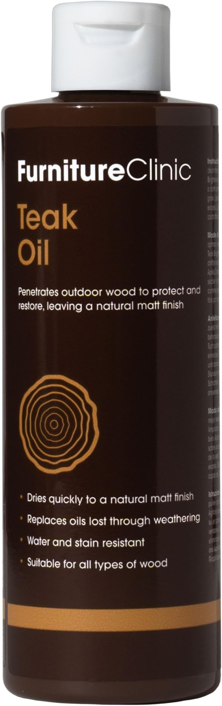 Furniture Clinic Teak Oil 500ml Outdoor Wood Finish Protector