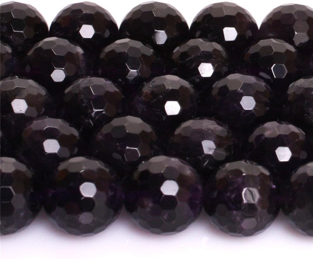 AAA Grade Natural Round Genuine Gemstone Semi Precious Stone Beads for Jewellery Making 15‘’ (Faceted Purple Amethyst/12MM) - Image 4