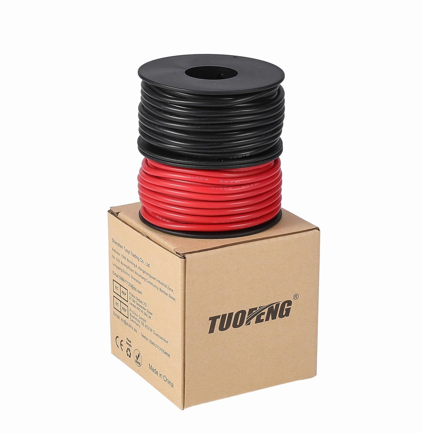 TUOFENG 0.8mm² Wire-30 m Super Flexible Silicone-18 AWG Insulated Hookup Wire-15 m Black and 15 m Red-Tinned Copper Wire-High Temperature Resistance for 3D Printer,RC Vehicle